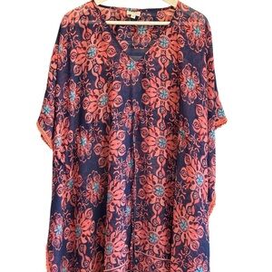Modaposa Womens Drawstring Chiffon Floral Swim Cover Up Size OS